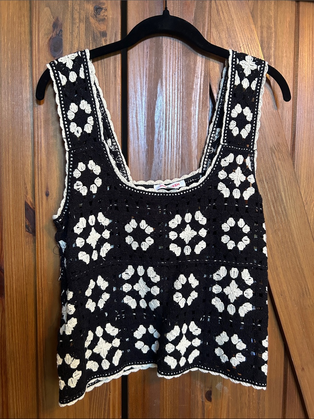 Like new Black and Cream Crochet Tank Top